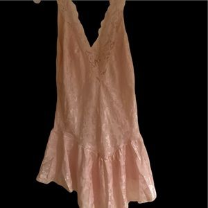 Pink satin and lace nightgown size M